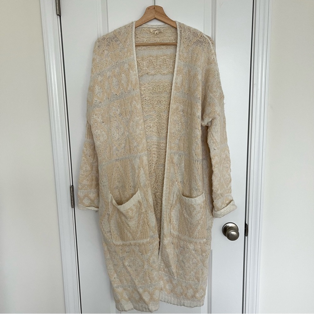 Mystree Cream Knit Long Cardigan
